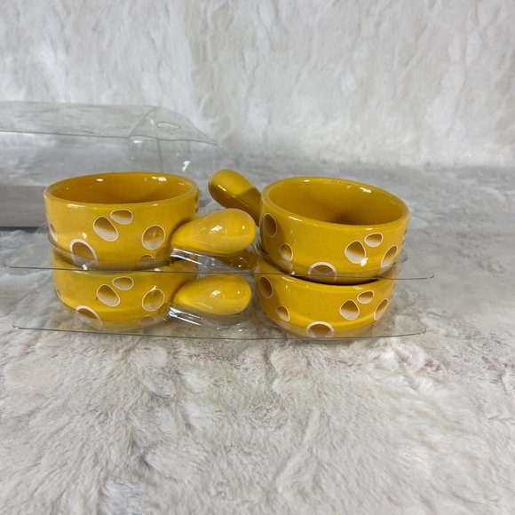 Porcelain Sauce Dishes Chip & Dip Sets Mini Dip Bowl Set with Handle set of 4 - Picture 1 of 13
